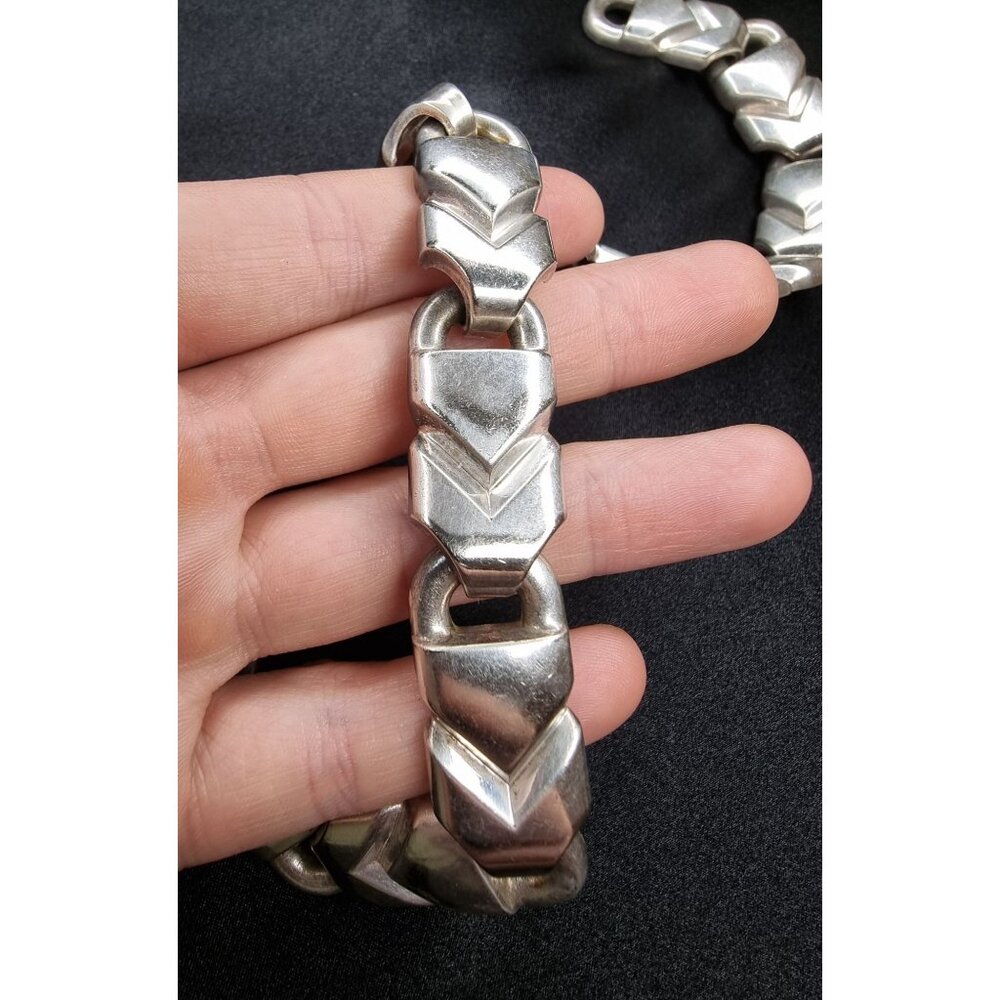 Rare Find Vintage 1950s-1960s Christian Dior Silver-Tone Geometric Link Necklac - Picture 5 of 6